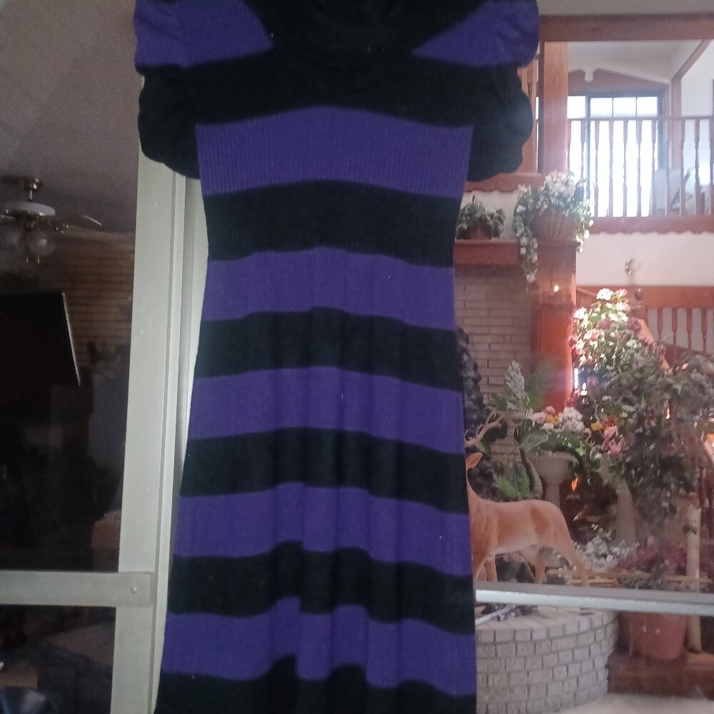 Takeout Junior Women's Sweater Dress SZ Small Purple & Black